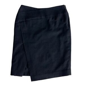 W by Worth Black Pencil Skirt, Nubby Textured Fabric, Front Slit, Size 4